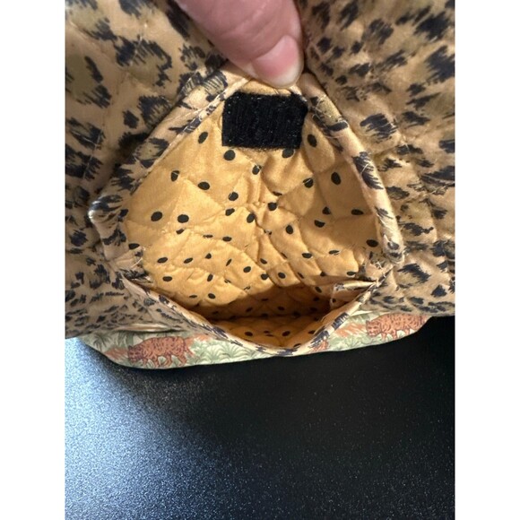 Naples Bag Co. Quilted Tote Bag Leopard Jungle Print Braided Handles 13x12x4 - Picture 3 of 10